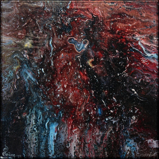 Ich sehe was was Du nicht siehst Hintergrund Acryl Misch-Fließtechnik auf Leinwand; 30 x 30 cm;